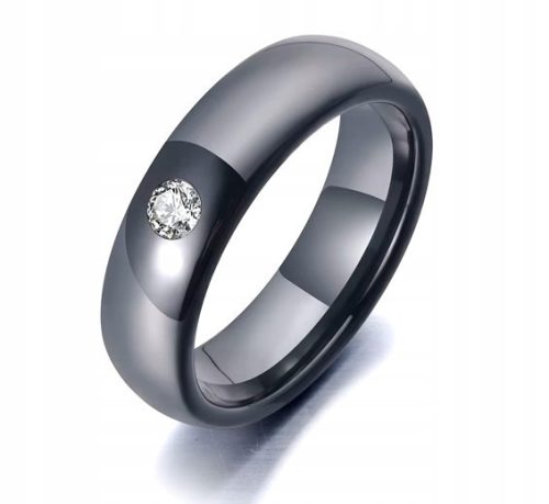  CERAMIC WEDDING RING WITH ZIRCON - BLACK -18/18.1 mm.