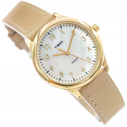  WOMEN'S WATCH TIMEX TW2W15800 EASY READER BEIGE ON ELEGANT STRAP