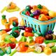  PLASTIC VEGETABLES FRUIT CUTTING VELCRO PLAY PORTABLE 68 SET