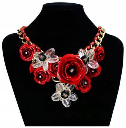  Necklace Collar Flowers Reds