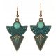  Ethnic Earrings Antique Bronze Turquoise Fans 55mm