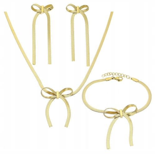  3-Piece Gold-Plated Jewelry Set Bow Surgical Steel 316L TTM