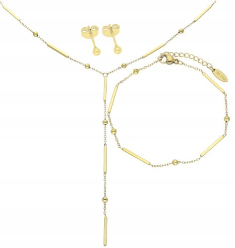  3-Piece Gold-Plated Jewelry Set Tie Sticks Surgical Steel 316L