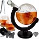  WHISKY SET GLOBUS CARAFE 4 GLASSES ENGRAVED