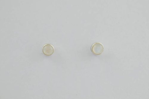  Small Moonstone Stud Earrings, Silver 925