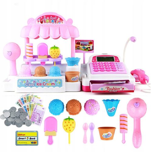  ICE CREAM SHOP + CASH REGISTER LOTS OF LCD FUNCTIONS ACCESSORIES