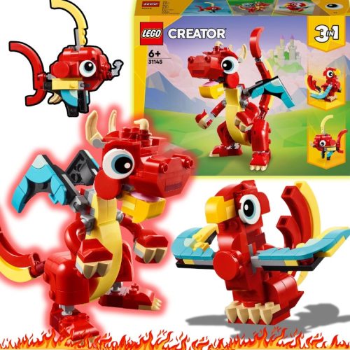  LEGO CREATOR 3IN1 SET RED DRAGON FISH BIRD PHOENIX MOVABLE ELEMENTS