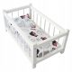  WOODEN DOLL BED FROM THE MANUFACTURER, WHITE + MICKEY MOUSE BEDDING