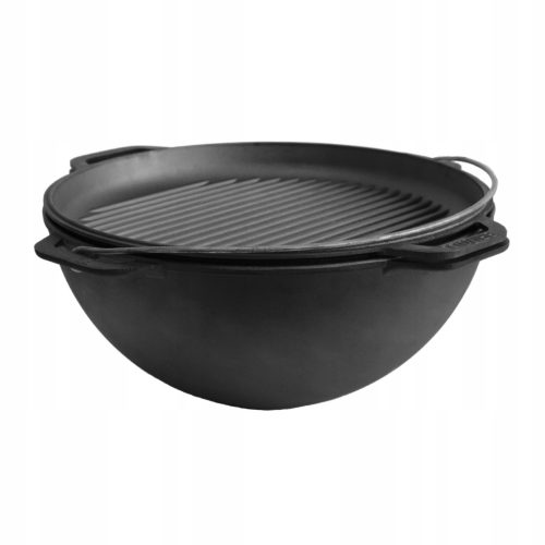  CAST IRON POT HUNTING POT 15L FOR CAMPFIRE GRILL + GRILL PAN