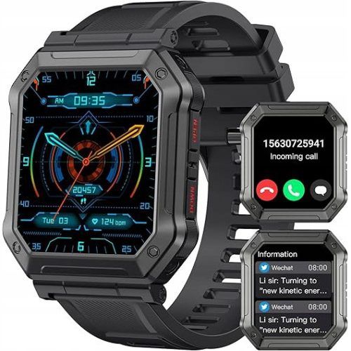  MILITARY SMART WATCHES FOR MEN DIGITAL WATCHES FOR MEN MAKING/ANSWERING CALLS, BLACK