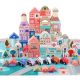  WOODEN EDUCATIONAL BLOCKS CITY SET OF 115 PIECES WITH PUZZLES