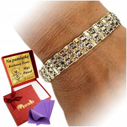  WOMEN'S WIDE DIAMOND 585 GOLD BRACELET WITH ENGRAVING