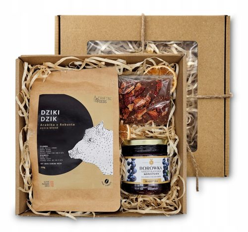  BASKET GIFT BOX GIFT COFFEE WILD BOAR GIFT SET WITH JAM CHOCOLATE