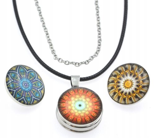  Pendant for interchangeable SNAP and 3x MANDALA eyelet chain + string