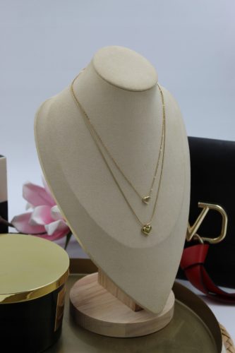  Celebrity necklace Blueberry snake double heart hearts gold 316L steel