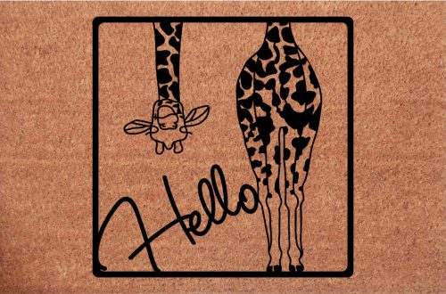  ENTRANCE DOORMAT Funny Giraffe HELLO