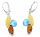  Silver earrings with AMBER and larimar, English clasp, hanging FILM