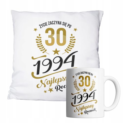  Set of Mug and Pillow with Print 30th Birthday Gift