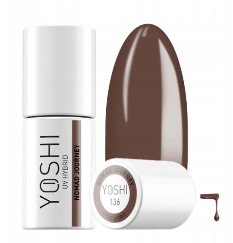  YOSHI FREE SPIRIT HYBRID NAIL POLISH CHOCOLATE BROWN 136 NOMAD JOURNEY 6 ml