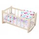  Wooden cradle for dolls, natural, with a mattress and bedding with large hearts