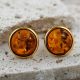  Baltic Amber Stud Earrings, Gold-Plated Silver