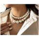  Beautiful pearl necklace, large pearls, elegant, French double