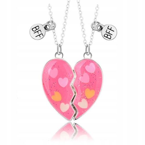  2 BFF FRIENDSHIP NECKLACES MAGNET HEART SET