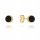  585 GOLD EARRINGS HOOPS WITH BLACK AGATE STUD M.JOPEK