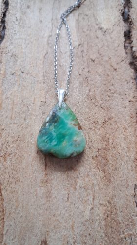  Pendant chrysoprase green beautiful drawing silver chain