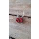  Earrings coral red coral flower rose silver