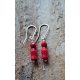  Coral earrings, red coral flower, stylized tulip, silver, interesting