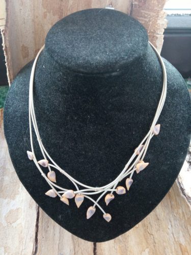  Necklace ceramic leaves beige unique ethnic handmade work from the gallery one and only