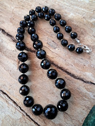  Necklace onyx balls graded faceted silver occasion