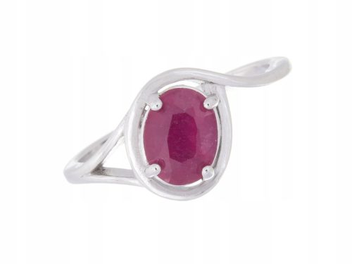  RHODIUM-PLATED SILVER RING SIZE 16 NATURAL RUBY