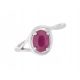  RHODIUM-PLATED SILVER RING SIZE 16 NATURAL RUBY