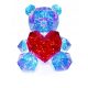  Teddy bear 30 cm LED in a box TRANSPARENT holographic with a RED HEART