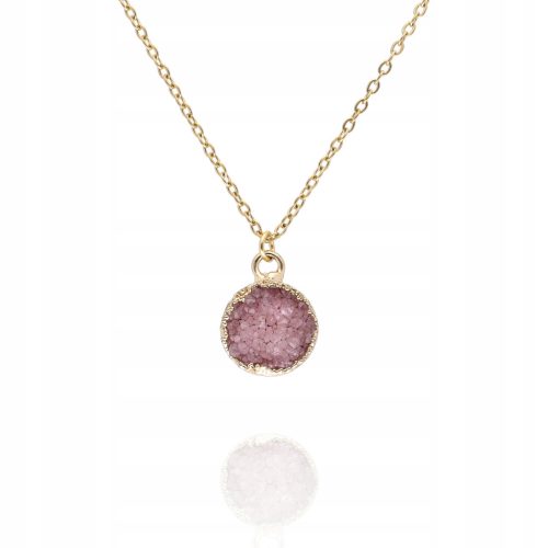  Necklace with crystal druzy pink crystal 45+5 cm Gold plated