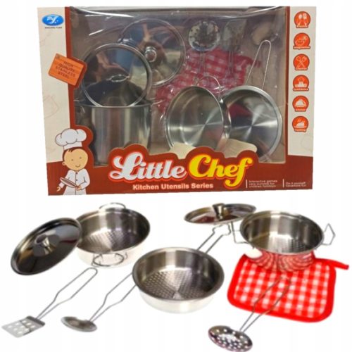  Children's metal pots and pans set, 9 pieces