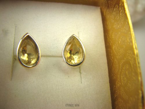  944 WONDERFUL LUX Drop Earrings Stud GOLD CITRINE Silver 925 Diabetes