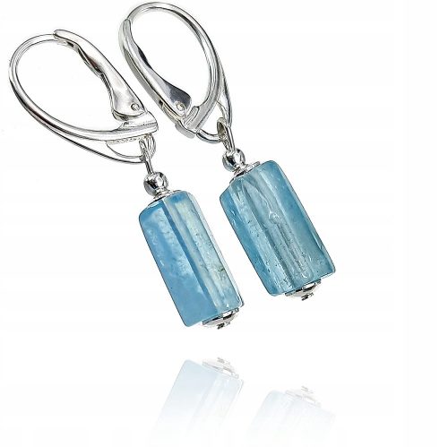  Aquamarine Natural Beautiful Earrings Silver Certificate