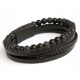  MEN'S LEATHER BRACELET ONYX LAVA BEADS