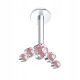  PIERCING Cluster Earring with Pink Zircons Vertical Helix TITANIUM 1.2/6