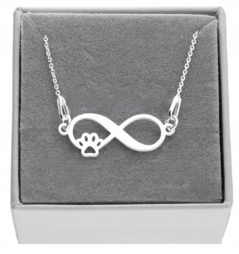  Silver infinity necklace paw dog cat paw BOX SILVER 925