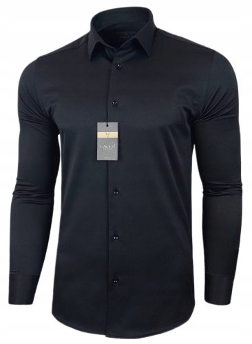  Men's Shirt Black Fitted Lavier - SLIM FIT Cotton Size S