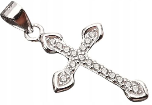  WOMEN'S SILVER RHODIUM-PLATED CROSS WITH ZIRCONS SILVER 925 - grommet 3.5 mm