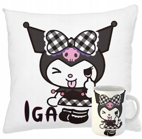  Mug + pillow KUROMI set ONEGAI MY MELODY + NAME + VARIOUS PATTERNS