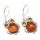  OWL EARRINGS with amber silver 925 SILVER OWL