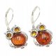  OWL EARRINGS with amber silver 925 SILVER OWL