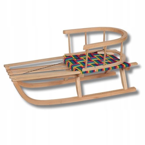  Wooden sled for children with a canvas seat and backrest + string