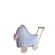  wicker doll stroller white + rubber tires, upholstery + bedding pusher